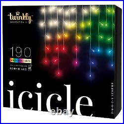 Twinkly Icicle Clear Wire Christmas Lights, Multicolor, 190 RGBW LED, 16.4ft