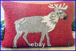 Two Chandler 4 Corners Hand-Crocheted/Velvet 100% Wool Reindeer 20 Pillows Two Chandler 4 Corners Hand-Crocheted/Velvet 100% Wool Reindeer 20 Pillows