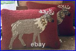 Two Chandler 4 Corners Hand-Crocheted/Velvet 100% Wool Reindeer 20 Pillows Two Chandler 4 Corners Hand-Crocheted/Velvet 100% Wool Reindeer 20 Pillows