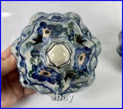 Two Polish Pottery Christmas Tree Candle Holder 8 Ceramika Artystyczna UNIKAT