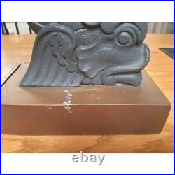 Two antique cast iron Andirons(Fire dogs) candle holders