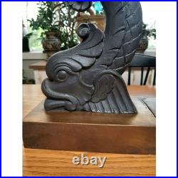 Two antique cast iron Andirons(Fire dogs) candle holders