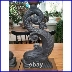 Two antique cast iron Andirons(Fire dogs) candle holders