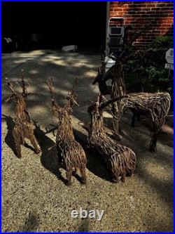 UPDATED! Grapevine Deer Outdoor Winter Holiday Decoration Family Of 6 Total