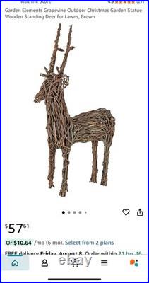 UPDATED! Grapevine Deer Outdoor Winter Holiday Decoration Family Of 6 Total