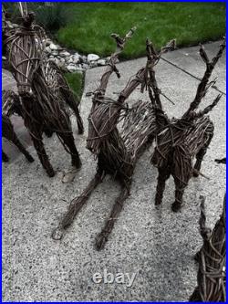 UPDATED! Grapevine Deer Outdoor Winter Holiday Decoration Family Of 6 Total