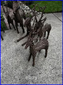 UPDATED! Grapevine Deer Outdoor Winter Holiday Decoration Family Of 6 Total