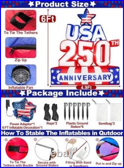 USA 250th Inflatable Patriotic Decor withLED 4th July Yard Blow Up Outdoor
