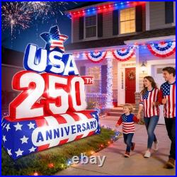 USA 250th Inflatable Patriotic Decor withLED 4th July Yard Blow Up Outdoor