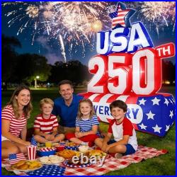USA 250th Inflatable Patriotic Decor withLED 4th July Yard Blow Up Outdoor