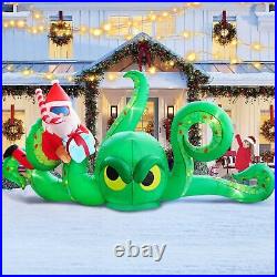 UniqSeason 12FT Christmas Inflatables Green Octopus with Santa and Gift Box UniqSeason 12FT Christmas Inflatables Green Octopus with Santa and Gift Box