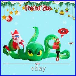 UniqSeason 12FT Christmas Inflatables Green Octopus with Santa and Gift Box UniqSeason 12FT Christmas Inflatables Green Octopus with Santa and Gift Box