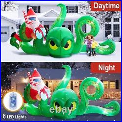 UniqSeason 12FT Christmas Inflatables Green Octopus with Santa and Gift Box UniqSeason 12FT Christmas Inflatables Green Octopus with Santa and Gift Box