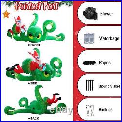 UniqSeason 12FT Christmas Inflatables Green Octopus with Santa and Gift Box UniqSeason 12FT Christmas Inflatables Green Octopus with Santa and Gift Box