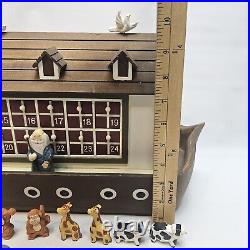 Unique Vintage Wood NOAH'S ARK ADVENT CALENDAR Playset with24 Animals Complete