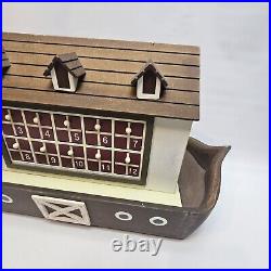 Unique Vintage Wood NOAH'S ARK ADVENT CALENDAR Playset with24 Animals Complete