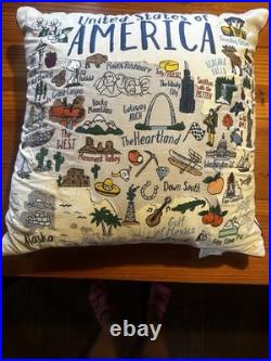 United States Of America Embroidered pillow grey whale outfitters decorative
