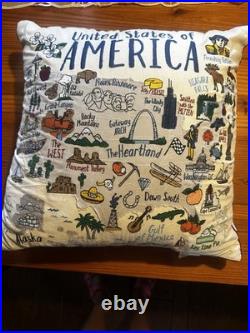United States Of America Embroidered pillow grey whale outfitters decorative