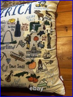 United States Of America Embroidered pillow grey whale outfitters decorative