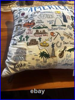 United States Of America Embroidered pillow grey whale outfitters decorative