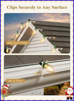 Universal Christmas Lights Shingle Clips, 200 Count All in One Gutter Clips, Sha