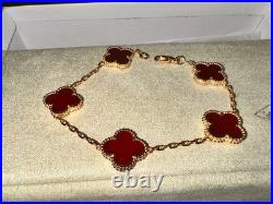 VC. ArpeIls/Vlntage/AIhambra/Bracelet 18K/Yellow Carnelian 5 Motlfs/AU75O