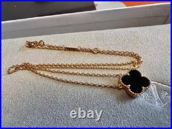 VC&ArpeIs/VIntage/AIhambra Malachite Black Necklace K18/Yellow Gold