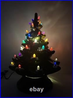 VINTAGE 17 Ceramic Christmas Tree COMPLETE Repaired Base Works Beautifully