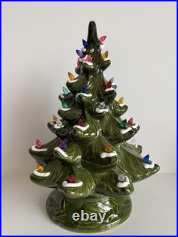 VINTAGE 17 Ceramic Christmas Tree COMPLETE Repaired Base Works Beautifully