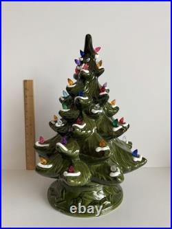VINTAGE 17 Ceramic Christmas Tree COMPLETE Repaired Base Works Beautifully