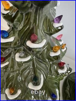 VINTAGE 17 Ceramic Christmas Tree COMPLETE Repaired Base Works Beautifully