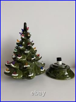VINTAGE 17 Ceramic Christmas Tree COMPLETE Repaired Base Works Beautifully