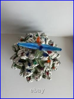 VINTAGE 20 Atlantic Mold Ceramic Christmas Tree Snow Flocked Lighted COMPLETE
