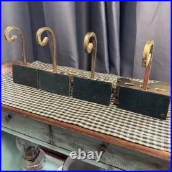 VINTAGE Brass Stocking Holder Set Reindeer Sleigh Deer Hanger Gold Tone Heavy VINTAGE Brass Stocking Holder Set Reindeer Sleigh Deer Hanger Gold Tone Heavy