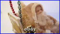 VINTAGE FOLK ART DRESDEN STAR SANTA'S AUTOMOBILE. BY STACY BEAR. Cotton Batting
