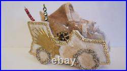 VINTAGE FOLK ART DRESDEN STAR SANTA'S AUTOMOBILE. BY STACY BEAR. Cotton Batting