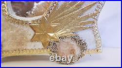 VINTAGE FOLK ART DRESDEN STAR SANTA'S AUTOMOBILE. BY STACY BEAR. Cotton Batting