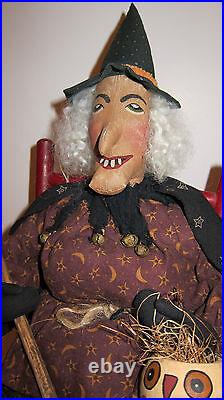 VINTAGE PRIMITIVE FOLK ART HALLOWEEN WITCH DOLL by Sylvia Carlson. AWESOME