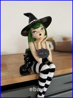 VIRAL Halloween Bella Lux Green Haired Sitting Witch 24 Inches 2026 Black Cat