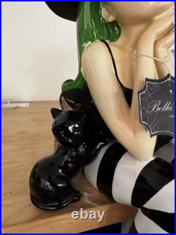 VIRAL Halloween Bella Lux Green Haired Sitting Witch 24 Inches 2026 Black Cat