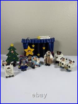 VTG 11 Piece Band Creations Best Friends Christmas Pageant Nativity Set Resin 3