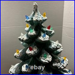 VTG 1971 21 Ceramic Christmas Tree Frost Tipped Green withLights Working Holiday
