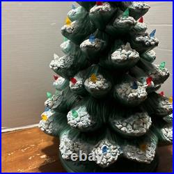 VTG 1971 21 Ceramic Christmas Tree Frost Tipped Green withLights Working Holiday