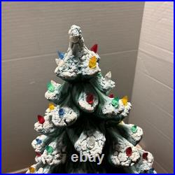 VTG 1971 21 Ceramic Christmas Tree Frost Tipped Green withLights Working Holiday