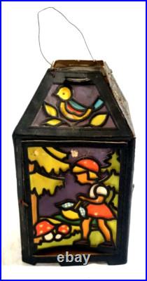 VTG Antique German Little Red Riding Hood Paper Die Cut Hanging Lantern Decor