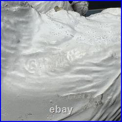 VTG Ceramic Christmas Tree White with Lighted Holly Base Red Bulbs Holiday Decor