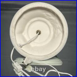 VTG Ceramic Christmas Tree White with Lighted Holly Base Red Bulbs Holiday Decor