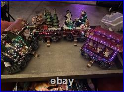 VTG Christmas Train Stocking Holder Set 4pcs Light-Up Mantle Hooks Flaws