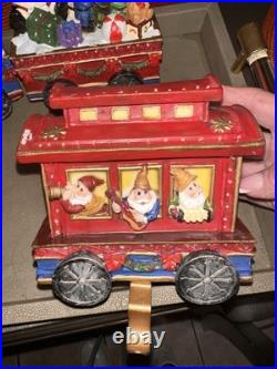 VTG Christmas Train Stocking Holder Set 4pcs Light-Up Mantle Hooks Flaws