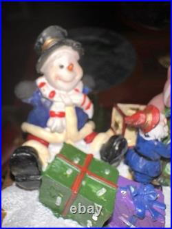 VTG Christmas Train Stocking Holder Set 4pcs Light-Up Mantle Hooks Flaws